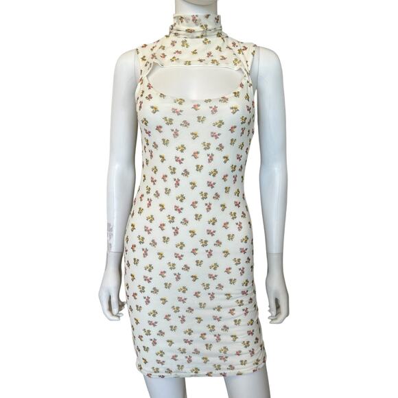 * New ~ VELVET TORCH ~Floral Cut Out Sleeveless Mock Neck Bodycon Dress Size XS - Picture 1 of 5